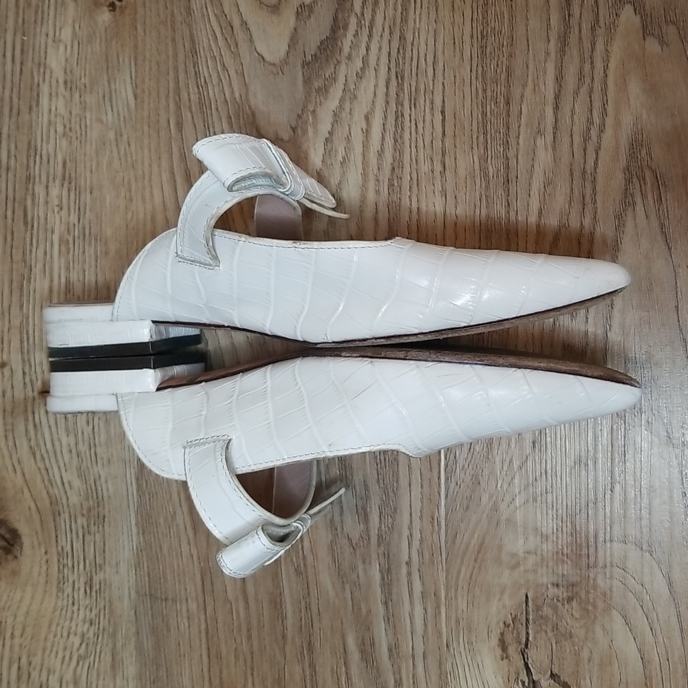 AD and Daughters Jemma Croc Embossed White Leather Slide In Mules Size 7 - Picture 4 of 10
